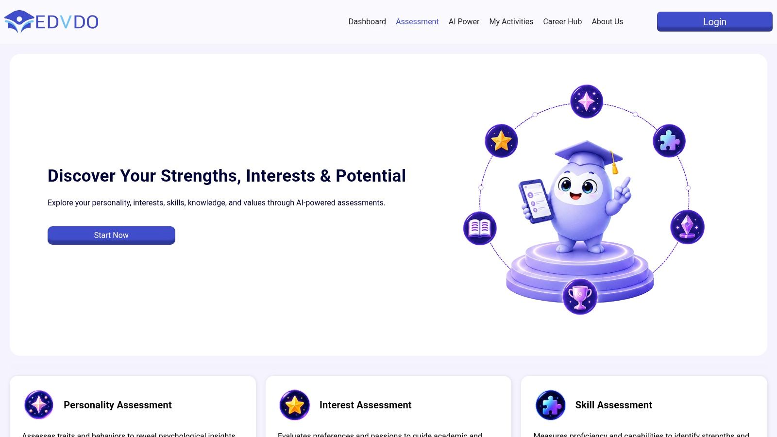 Screenshot from https://edvdo.com/assessment/